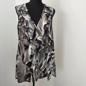 New York & Co Ruffled Sleeveless Button Down Blouse